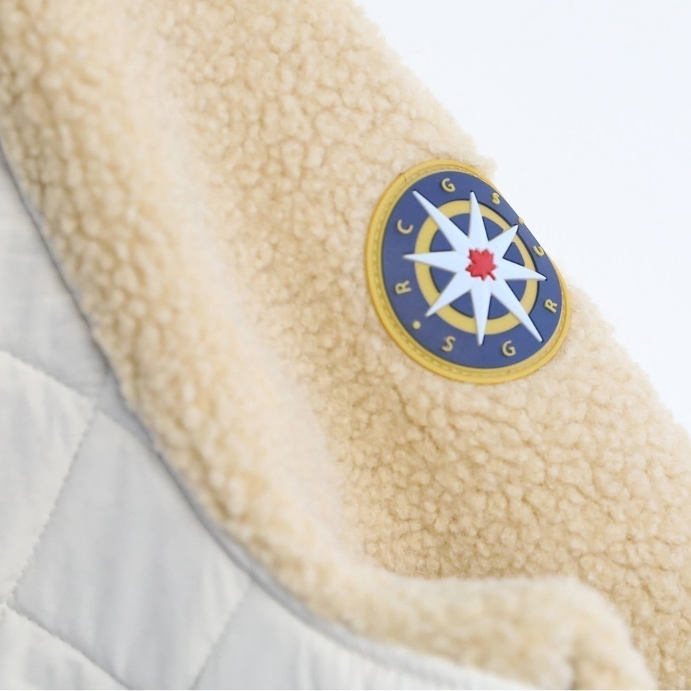 Canadiana x RCGS Women's Sherpa Popover Hoodie Jacket Shearling teddy quilted M - Picture 11 of 12